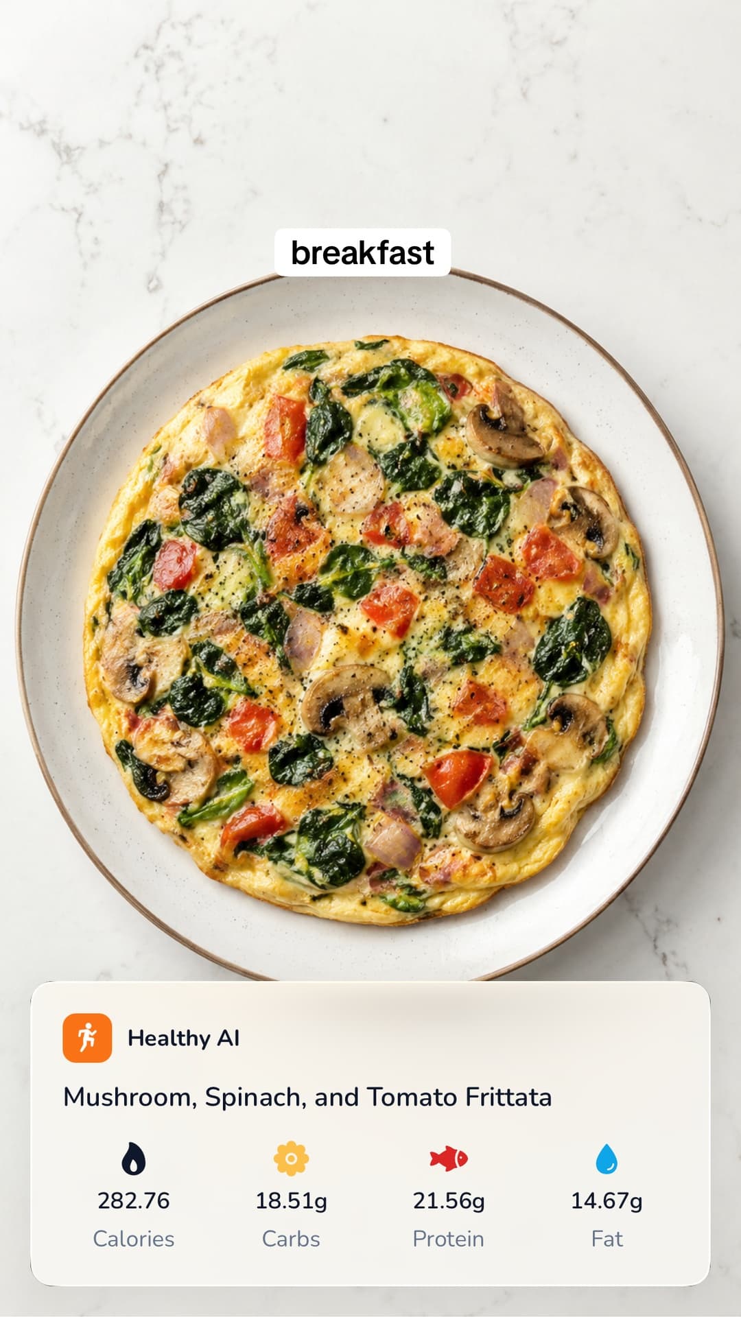 Meal-plan slideshow frame with a breakfast recipe