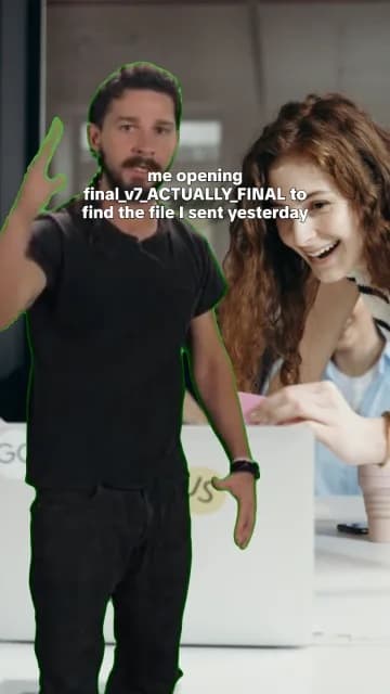 Real Viraal green-screen meme draft about searching for the latest final file