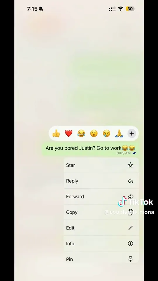 Phone message that explains the creator reaction